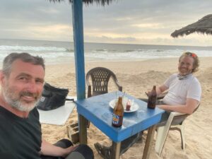 Happiness, cold beers, onshore breeze and plastic seats. Pointe Noir.