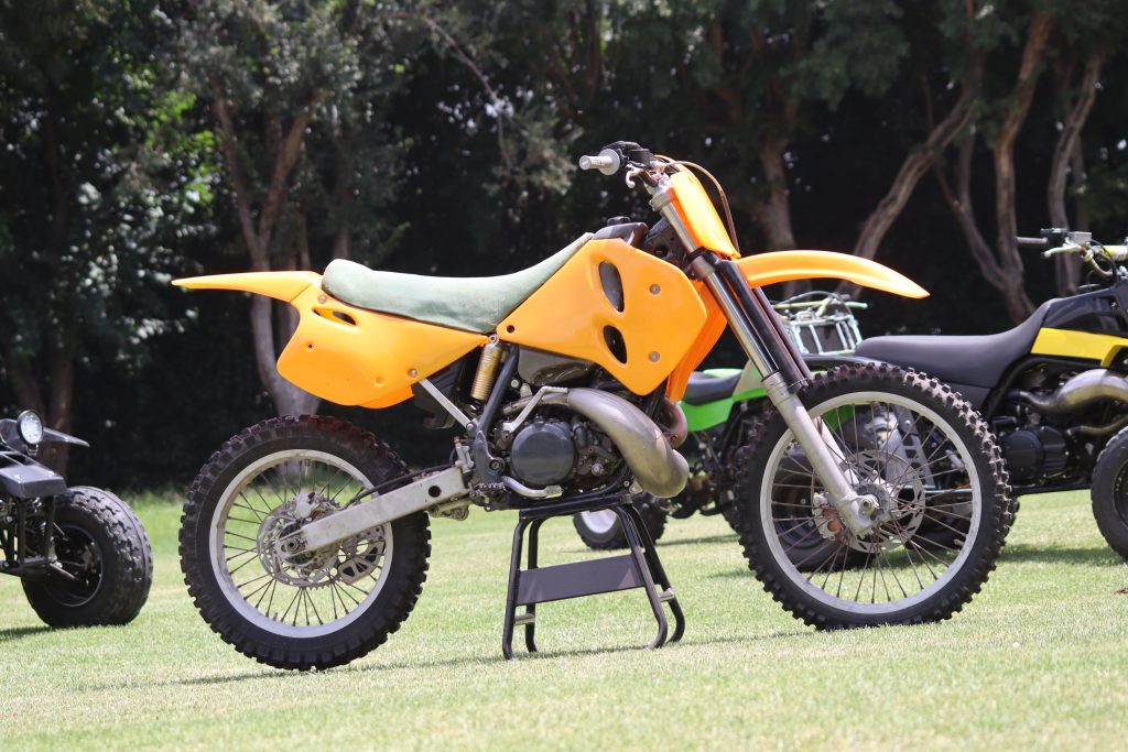 A collection of classic dirt bikes
