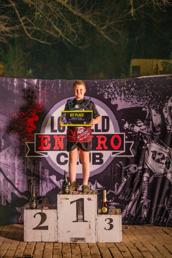 E1- James Moore E2- Travis teasdale Seniors- Allister Feuilherade Masters- Mark Galliers Highschool -Matt Stevens Pro85- Jariegh van Lill Ladies -Terri Lyn Hodges Junior- Wilco Du Plooy National Enduro