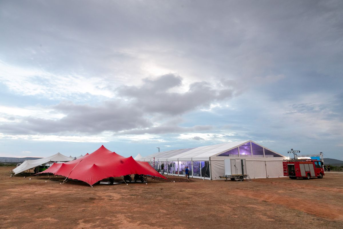 The Indaba event was held on the grounds of the VW test track next to the factory with display tents, a marquee and a stage area.